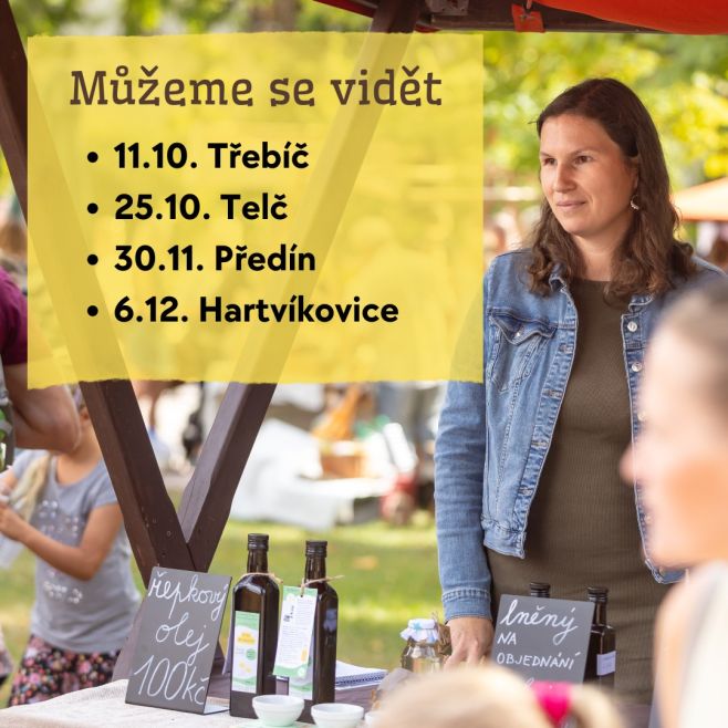 ✨ Do konce roku se ještě můžeme potkat: 🎃 Třebíč 11.10. – součástí bude Dýňobraní 🐟 Telč 25.10. – součástí bude výlov...